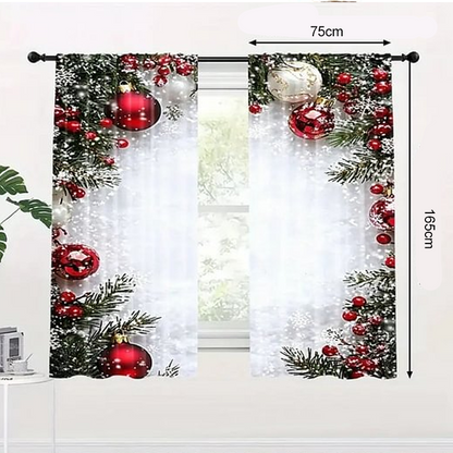 🎄🔥Weihnachtsaktion 50% RABATT🔥Weihnachts-Fenstervorhänge 2-teiliges Set für die Wohnungsdekoration