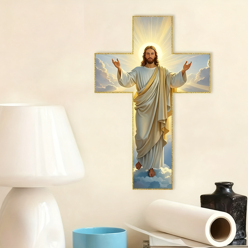 ✝️ 50% RABATT! ✨ Retro Jesus Christus Wandkreuz - Vintage Holzdesign mit Religiöser Symbolik für Spirituelle Raumdekoration 🕊️🌟