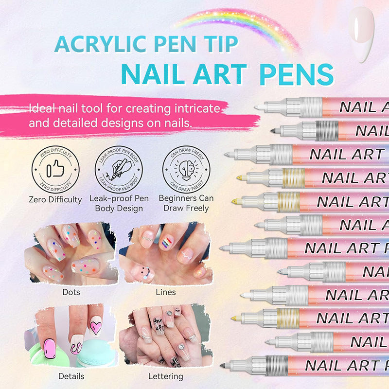 🎁Weihnachtsgeschenk🎄12-farbiger Profi-Nagellackstift-Set