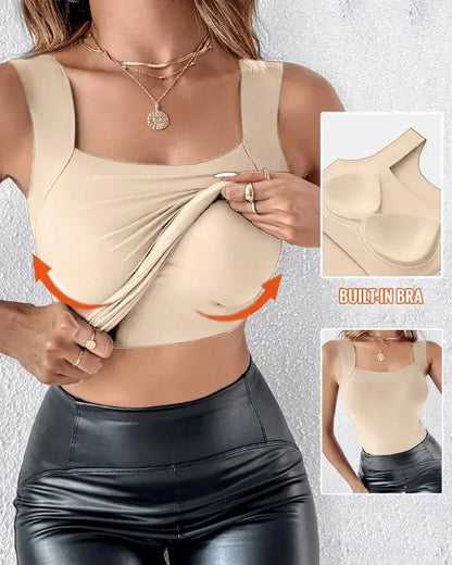 👚 55% RABATT! 🔥 Damen Thermo-Tanktop mit U-Ausschnitt – Integrierter BH, Nahtlos & Perfekt zum Unterziehen 🏃‍♀️