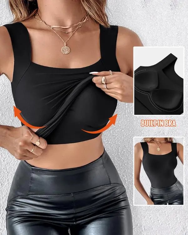 👚 55% RABATT! 🔥 Damen Thermo-Tanktop mit U-Ausschnitt – Integrierter BH, Nahtlos & Perfekt zum Unterziehen 🏃‍♀️