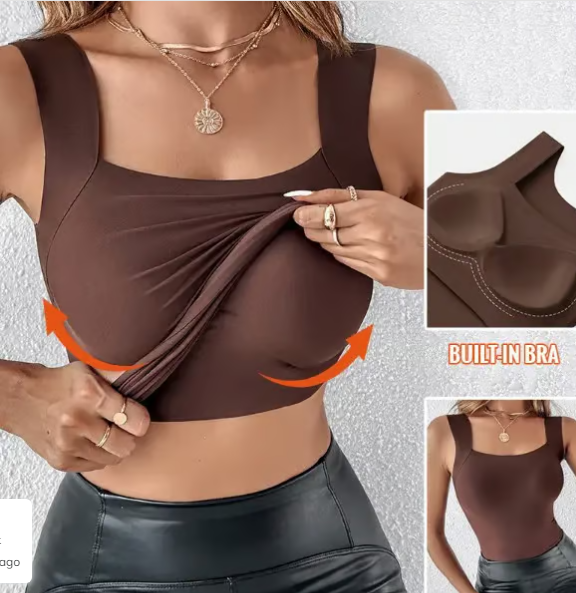 👚 55% RABATT! 🔥 Damen Thermo-Tanktop mit U-Ausschnitt – Integrierter BH, Nahtlos & Perfekt zum Unterziehen 🏃‍♀️