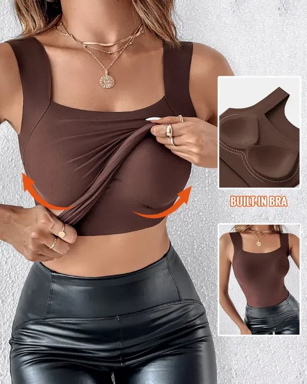 👚 55% RABATT! 🔥 Damen Thermo-Tanktop mit U-Ausschnitt – Integrierter BH, Nahtlos & Perfekt zum Unterziehen 🏃‍♀️