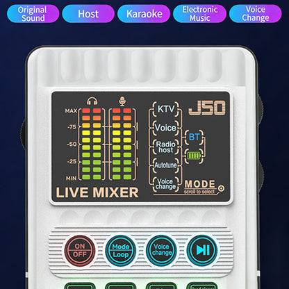 🎉 Neujahrsgeschenk – 60% RABATT!✨🎤 Tragbare Handheld-Live-Soundkarte (Stimmenverzerrer): Multifunktionale Effekte + Rauschunterdrückung – Streamen von überall!