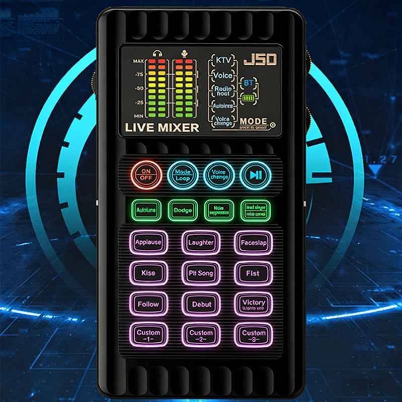 🎉 Neujahrsgeschenk – 60% RABATT!✨🎤 Tragbare Handheld-Live-Soundkarte (Stimmenverzerrer): Multifunktionale Effekte + Rauschunterdrückung – Streamen von überall!