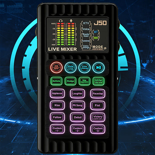 🎉 Neujahrsgeschenk – 60% RABATT!✨🎤 Tragbare Handheld-Live-Soundkarte (Stimmenverzerrer): Multifunktionale Effekte + Rauschunterdrückung – Streamen von überall!