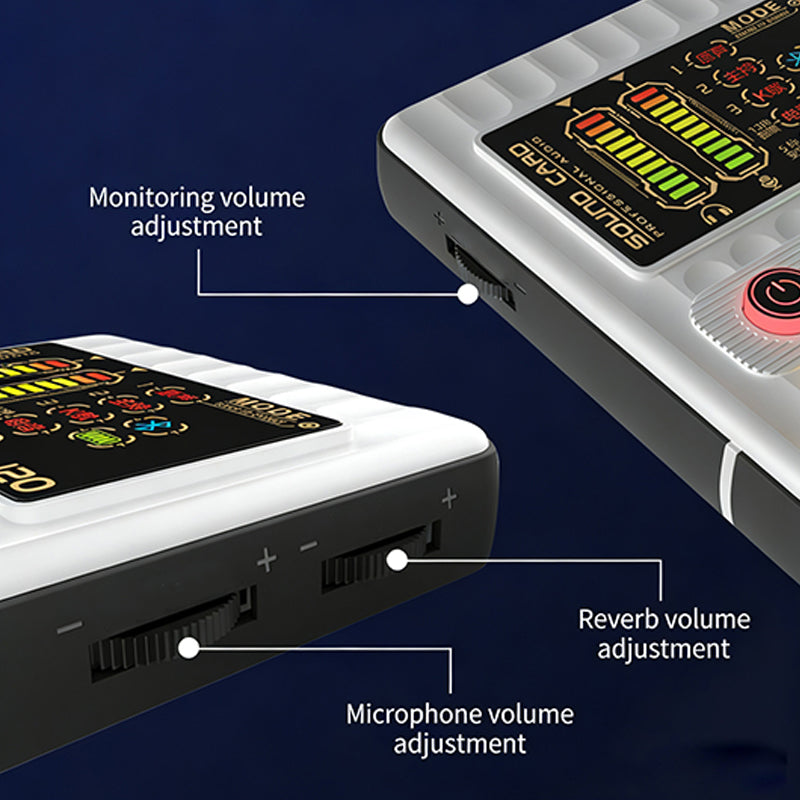 🎉 Neujahrsgeschenk – 60% RABATT!✨🎤 Tragbare Handheld-Live-Soundkarte (Stimmenverzerrer): Multifunktionale Effekte + Rauschunterdrückung – Streamen von überall!