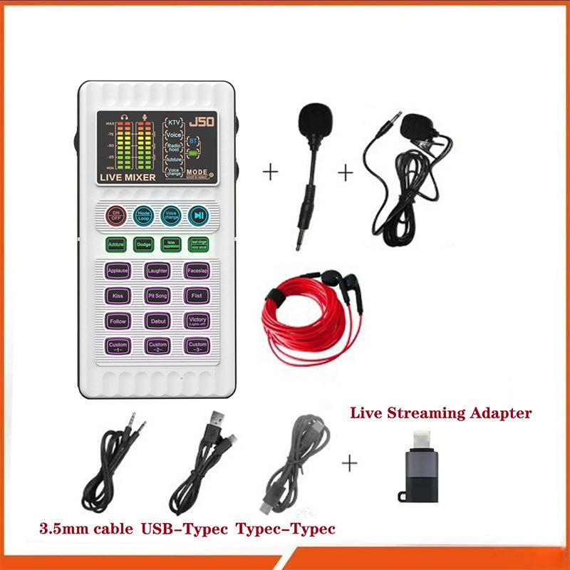 🎉 Neujahrsgeschenk – 60% RABATT!✨🎤 Tragbare Handheld-Live-Soundkarte (Stimmenverzerrer): Multifunktionale Effekte + Rauschunterdrückung – Streamen von überall!
