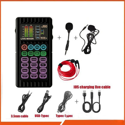 🎉 Neujahrsgeschenk – 60% RABATT!✨🎤 Tragbare Handheld-Live-Soundkarte (Stimmenverzerrer): Multifunktionale Effekte + Rauschunterdrückung – Streamen von überall!