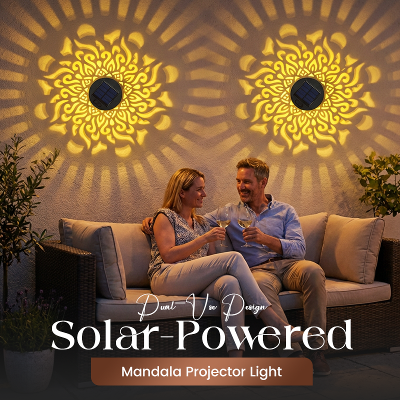 💎 60% RABATT! 💎 Solar-Mandalaleuchte für Garten & Terrasse – 2-in-1 Boden- & Wandleuchte mit Vintage-Projektion, IP65 & Rostfrei 🌿🌙