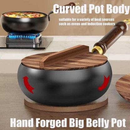 🔥🔥55 % Rabatt 🍳✨Alteisen Wok – Robuster Gusseisenbräter mit Deckel für Braten & Kochen👩‍🍳🍲