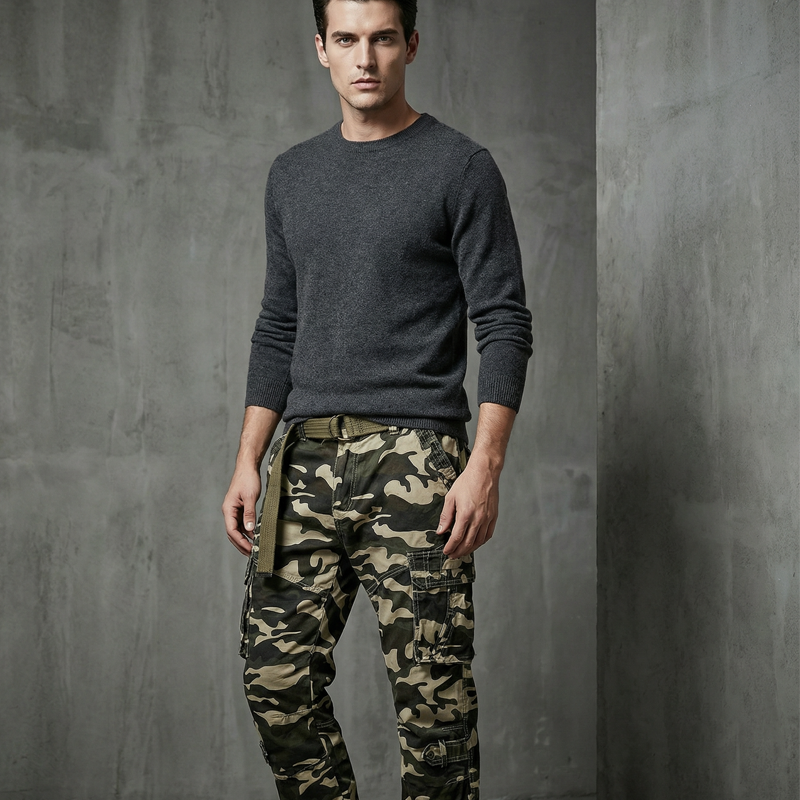 👖 60 % RABATT! 🔥 Klassische Cargohosen für Herren im Camouflage-Muster – viele Taschen, bequeme Passform & perfekt für den Outdoor-Einsatz 🏕️
