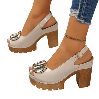 👡 57% RABATT! ✨ Elegante Peep-Toe-Sandalen mit Schnallenabsatz – Stilvoll, Bequem & Perfekt Für Jeden Anlass 🌸