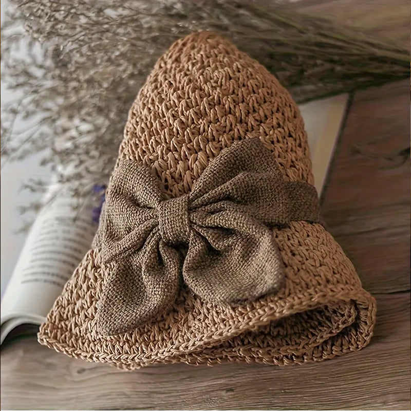 👒✨54 % Rabatt🔥Eleganter Sonnenhut aus geflochtenem Stroh mit Schleife