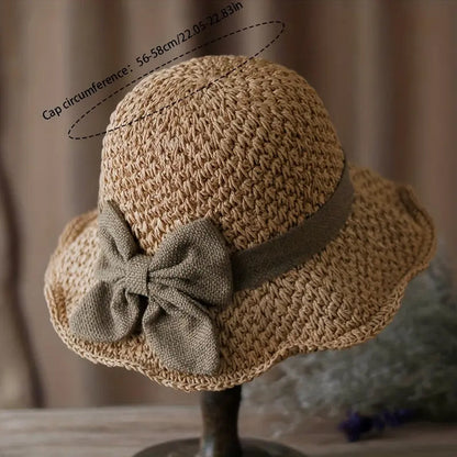 👒✨54 % Rabatt🔥Eleganter Sonnenhut aus geflochtenem Stroh mit Schleife