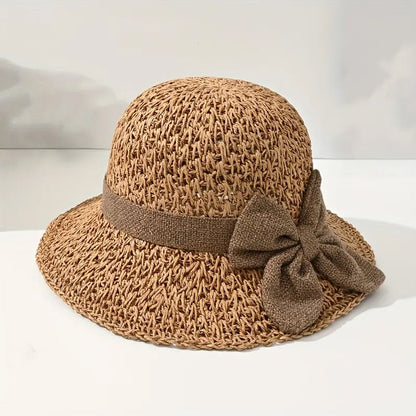 👒✨54 % Rabatt🔥Eleganter Sonnenhut aus geflochtenem Stroh mit Schleife