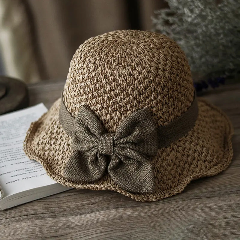 👒✨54 % Rabatt🔥Eleganter Sonnenhut aus geflochtenem Stroh mit Schleife