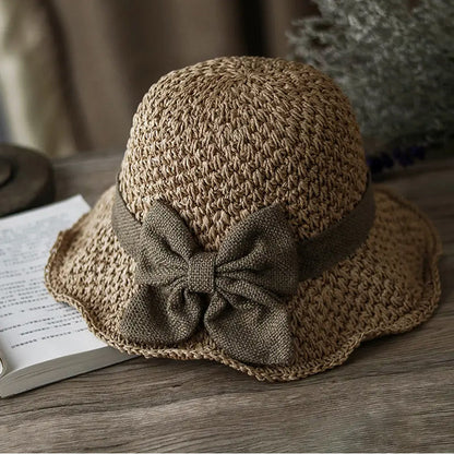 👒✨54 % Rabatt🔥Eleganter Sonnenhut aus geflochtenem Stroh mit Schleife